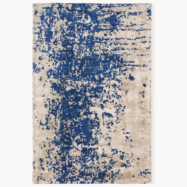 Westwing Collection Handgeweven wollen vloerkleed Cynthia met abstract patroon Blauw