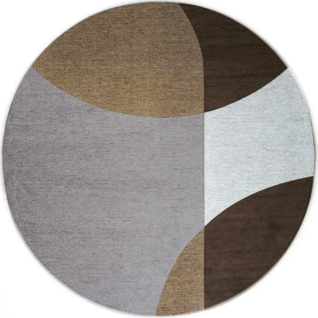 Veer Carpets Vloerkleed Eli Brown ø160 cm - Design Vloerkleed met Organisch Patroon – Modern / Scandinavisch Interieur