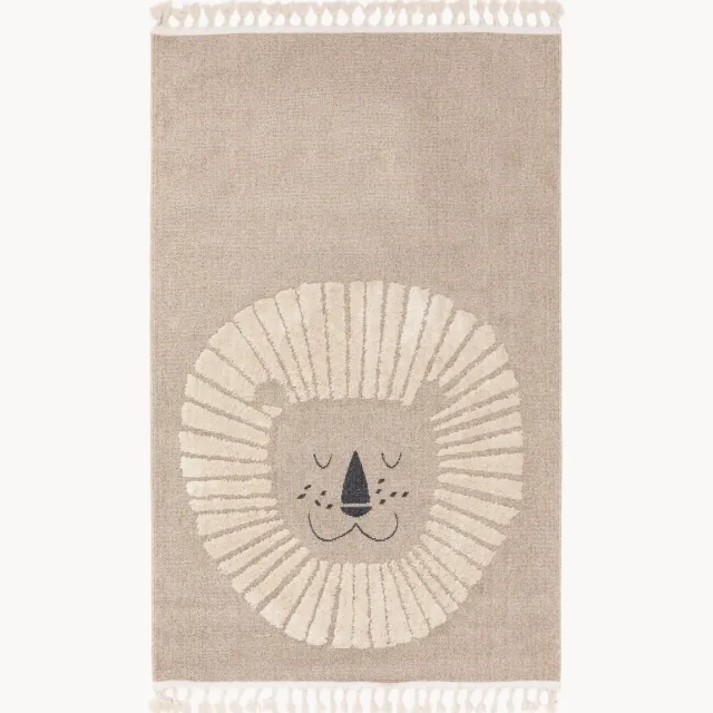 benuta Kindervloerkleed Momo met kwastjes en hoog-laag effect Beige