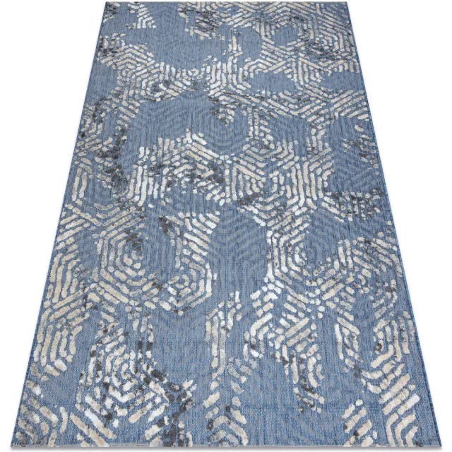RUGSX Kleden Rugsx Tapijt Structureel SOLE D3841 zeshoeken Plat gewev 140x190 cm Blauw