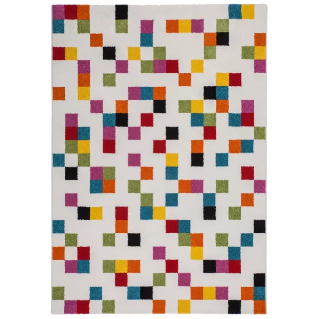 Padiro design laagpolig vloerkleed 120 x 170 cm - terracotta - modern abstract ontwerp - voor vloerverwarming - van polypropyleen en jute oranje