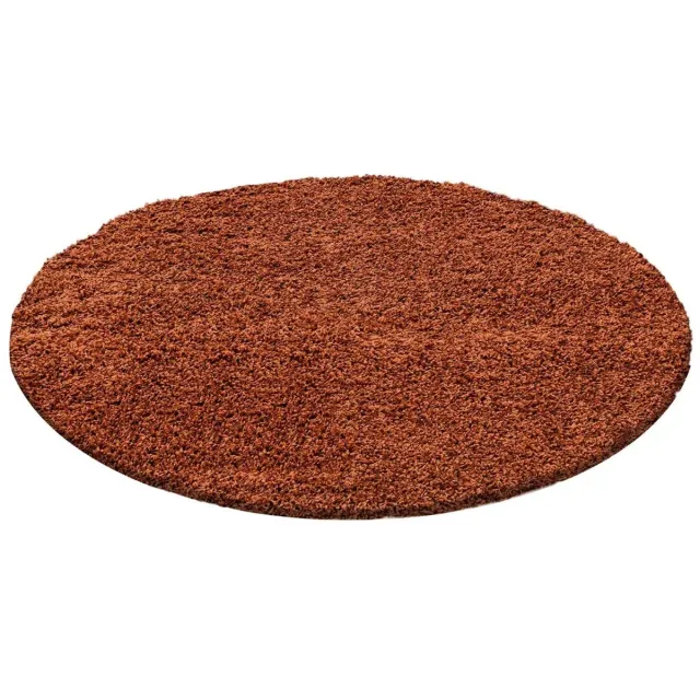 Dutch XXL Rond Hoogpolig Vloerkleed | Tapijt | Shaggy | Life | Uni | Terracotta | 80x80 cm