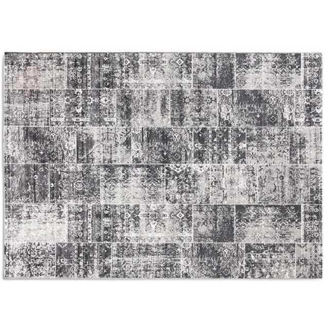 Lifa-Living Lifa Living - Vloerkleed - Grijs Tinten - Synthetisch Wol - Vintage - Patchwork - 80 x 150 cm