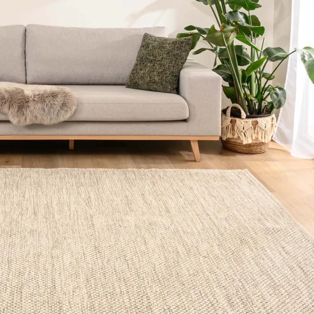 Nordic Weavers Wollen vloerkleed - Odda wit/taupe 160x230 bruin