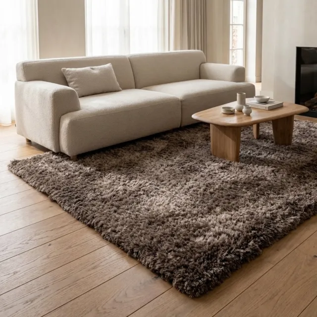 DÉJA Living Vloerkleed 200x290cm - Hoogpolig Grijs Wol - Sema
