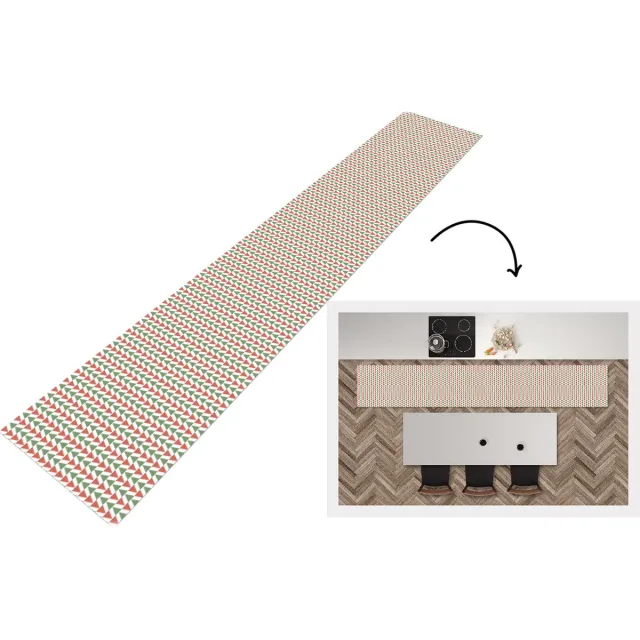KitchenYeah Keukenloper - Loper keuken - Kerst - Patronen - Driehoek - 300x50 cm - Keukenloper vinyl Multicolor