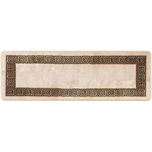 vidaXL Tapijt - Runner - MARSA - Beige - en - Zwart - 50 - x - 150 - cm - Polyester - en - PVC
