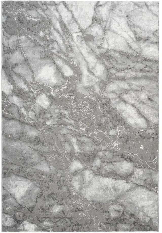 Dutch XXL Modern Vloerkleed | Tapijt | Marmaris | Marmer | Zilver | 80x300 cm