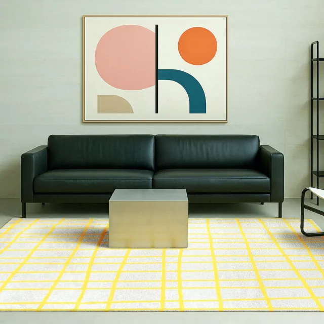 LOLA&MOI Binnen & Buiten Vloerkleed - 240 x 340 cm - Lola&Moi Caro Bright Yellow - Laagpolig Tapijt - Gerecycled PET - Made in Belgium - Circulair Geel