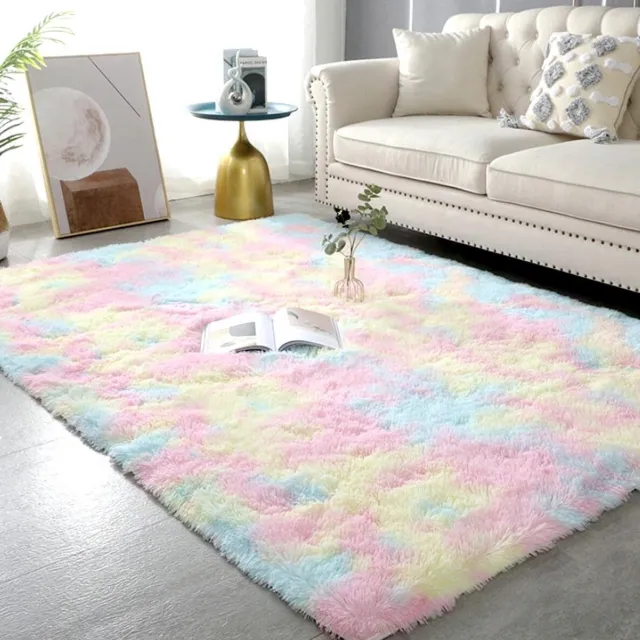 Unyqoos Zacht en Pluizig Regenboog Vloerkleed met Antislip voor Woon- en Slaapkamer