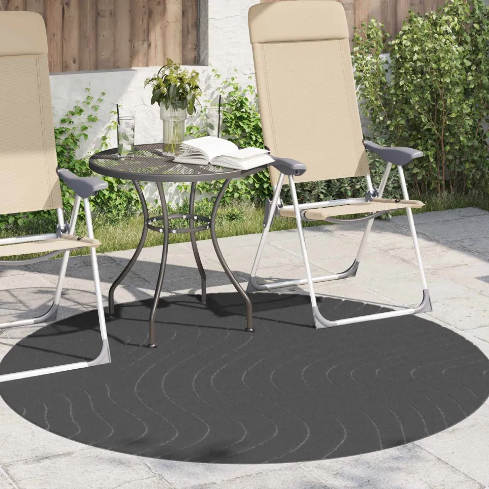 vidaXL Binnen- en buitentapijt PALMERAS Antraciet Ø 200 CM Polyester, foto 3