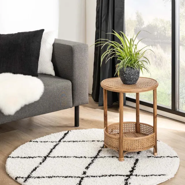 Boho&me Rond berber vloerkleed - Habitat wit/zwart 100