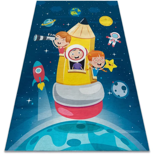 RUGSX Kleden Rugsx BAMBINO 42810 tapijt wasbaar Teddybeer, de piloot Blauw