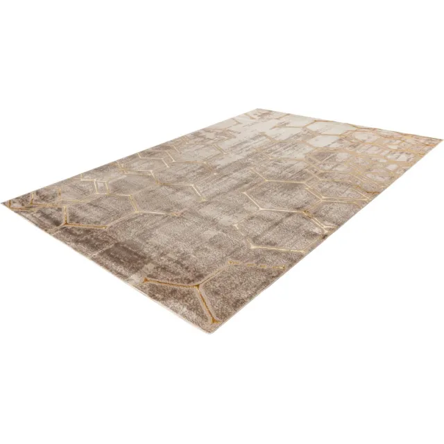 Tapijtenmagazijn Marmaris Vloerkleed – Beige – Laagpolig met Honingraatmotief – 160x230 cm