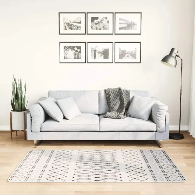 vidaXL Vloerkleed wasbaar 80x150 cm wit en zwart, foto 2