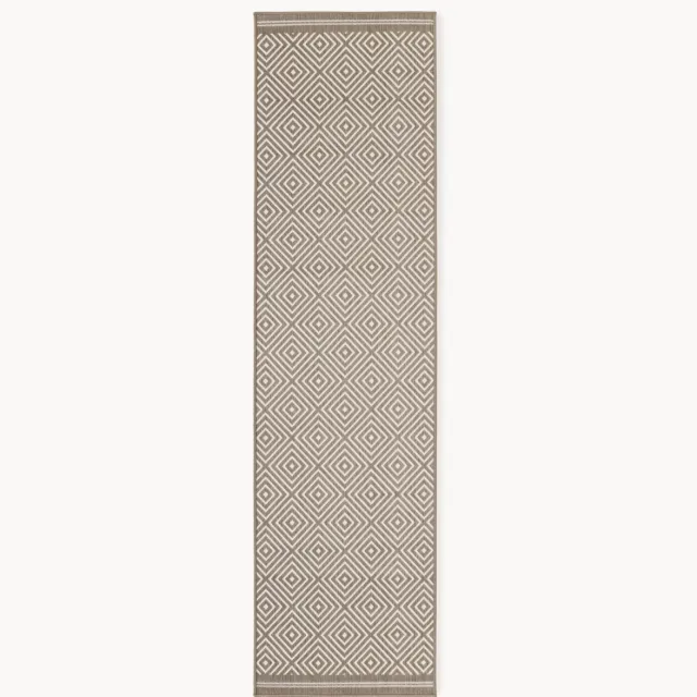 Westwing Collection Outdoor dubbelzijdige loper Reddy met ruitjesmotief Bruin
