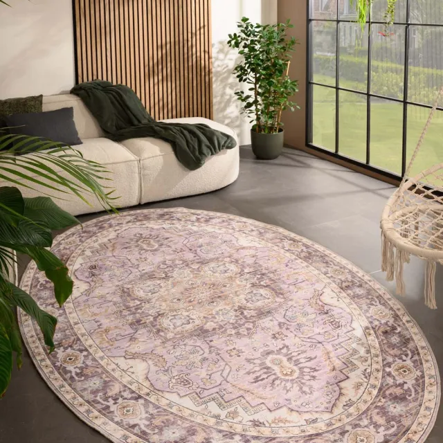 Heritaged Vintage buitenkleed ovaal - Valenca Fino paars/roze 160x230