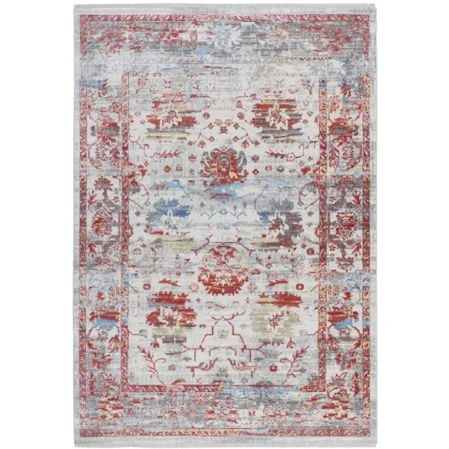 Padiro elegant laagpolig vloerkleed 120 x 170 cm - bordeaux - oosters vintage patroon - met franjes - voor vloerverwarming - van polyester en katoen rood