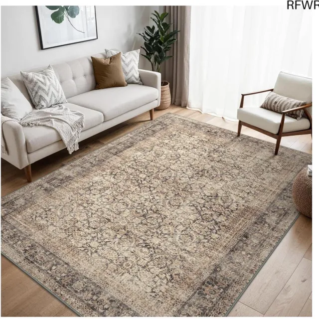 RFWR Korte Stapel Tapijt 160x230cm - Vintage Woonaccessoire voor Binnen - Antislip en Wasbaar Bronzen Gloed