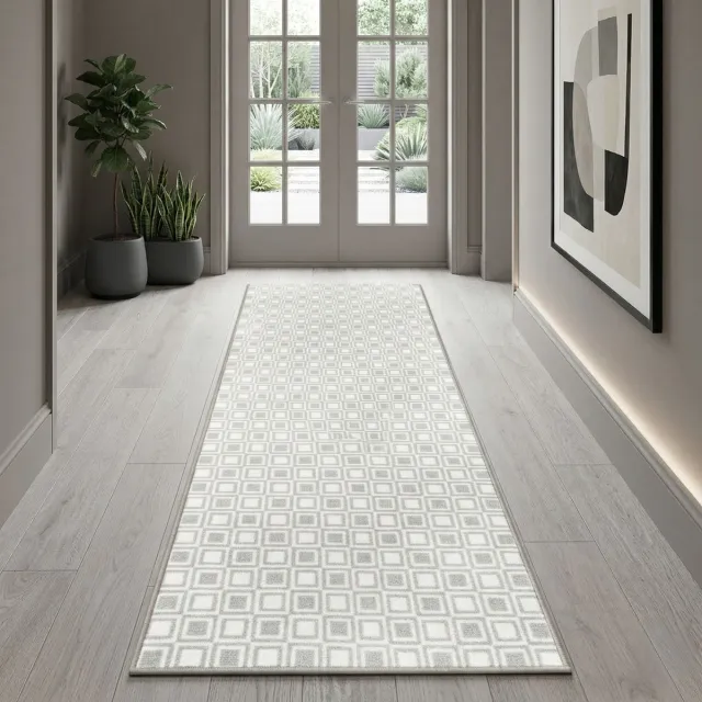 Floordirekt Tapijtloper Bray - Vloerkleed - Keukenloper - Slipvast & Eenvoudig te Reinigen - Grijs - 80 x 400 cm