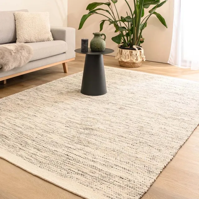Nordic Weavers Wollen vloerkleed - Ulstein wit/zwart 200x300