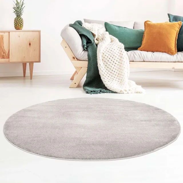 Tapeso Rond vloerkleed velours - Gala grijs 120