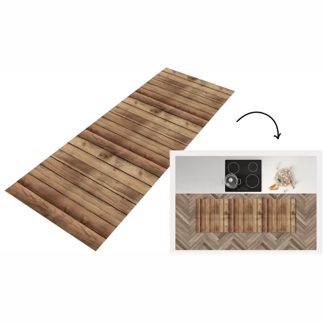 KitchenYeah Keukenloper 150x50 cm - Keukenmat vinyl Hout - Brocante - Patronen - Keukenmatten loper - Keuken vloerkleed tapijt