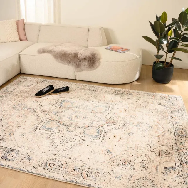 Tapeso Vintage vloerkleed - Fancy Classic crème/beige