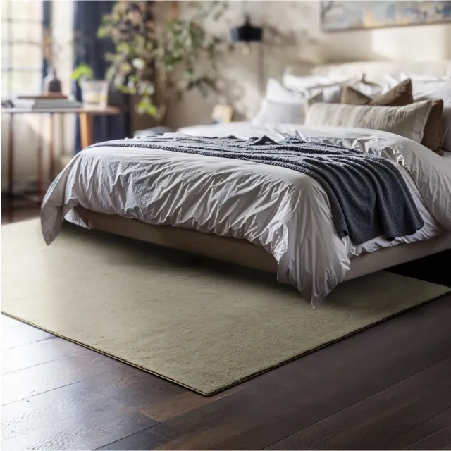 Tectake Kortpolig Vloerkleed - 120 x 170 cm - Zandkleur - 1630 g/m² Poolgewicht - Tapijt voor Woonkamer, Slaapkamer, Eetkamer - Onderhoudsvriendelijk en Wasbaar - Antislip Ondertapijt - Allergievriendelijk - Diverse maten en kleuren