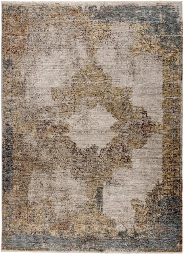 Padiro elegant laagpolig vloerkleed 80 x 150 cm - lichtbeige - vintage patroon - voor vloerverwarming - van polyester en katoen