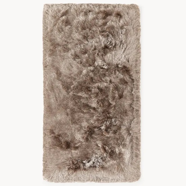 Westwing Collection Glanzend hoogpolig vloerkleed Jimmy Taupe