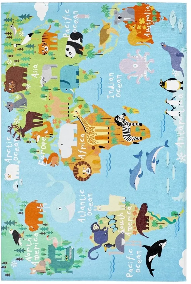 Dutch XXL Kindervloerkleed | Tapijt | Sympathy | Wereldkaart | Multikleur
