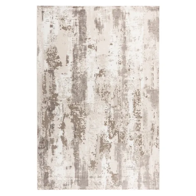 Padiro design laagpolig vloerkleed 120 x 170 cm - lichtbeige - modern abstract ontwerp - voor vloerverwarming - van polyester en katoen