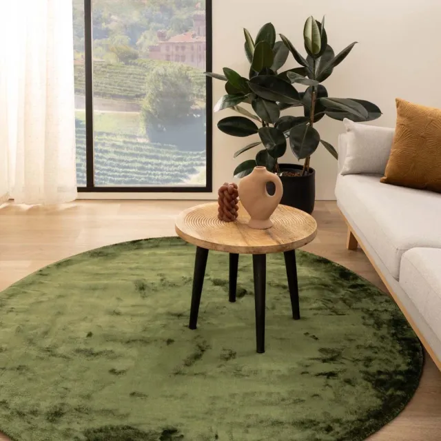Paon Brillant Viscose vloerkleed rond - Pearl groen 200
