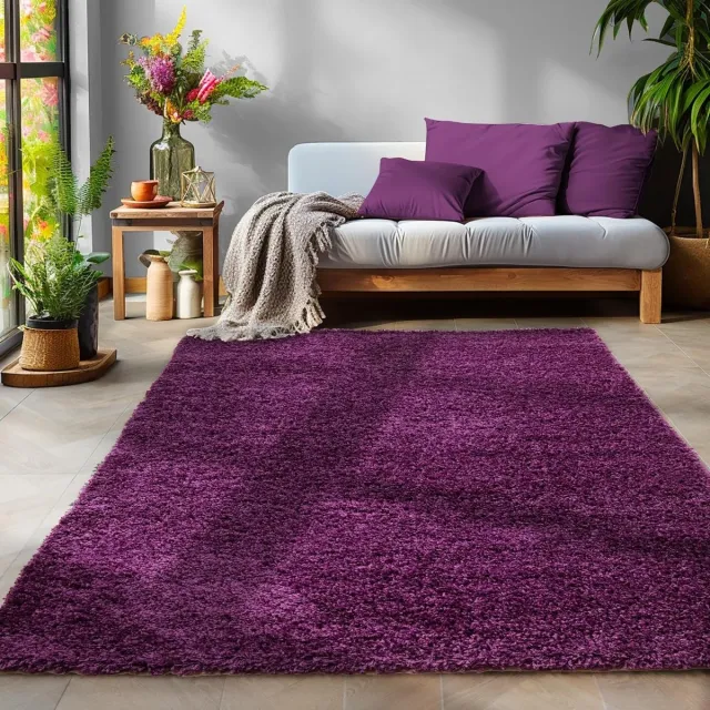 Muratap Basic Shaggy vloerkleed Paars Hoogpolig- 200x290 CM