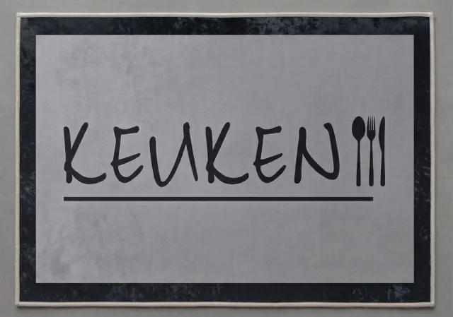 De Groen Home Vloerkleed 80x120cm - Knus Koken Collectie - Keukenloper - Halloper - Wasbaar Antislip Zacht Tapijt grijs