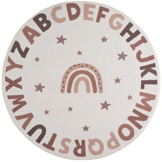 Dutch XXL Rond Kindervloerkleed | Tapijt | Coco | Alfabet | Crème
