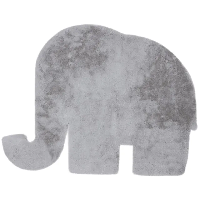 Padiro speels kindervloerkleed 99 x 76 cm - lichtgrijs - olifantenontwerp - voor vloerverwarming - van polyester
