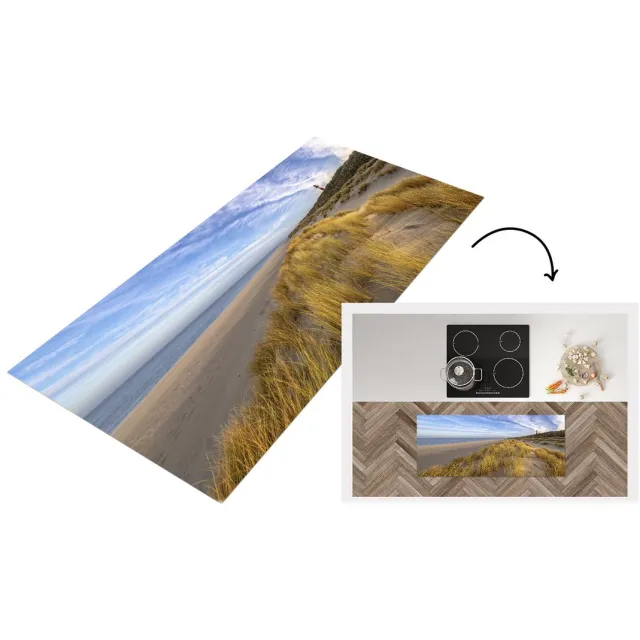 KitchenYeah Keukenloper - Loper keuken - Strand - Lucht - Vuurtoren - Keukenloper vinyl Multicolor
