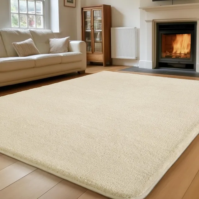 Unyqoos ® Vrolijk en Zacht Vloerkleed voor Woonkamer, Slaapkamer en Kinderkamer, Antislip, Wasbaar, Laagpolig, Grijs Crème