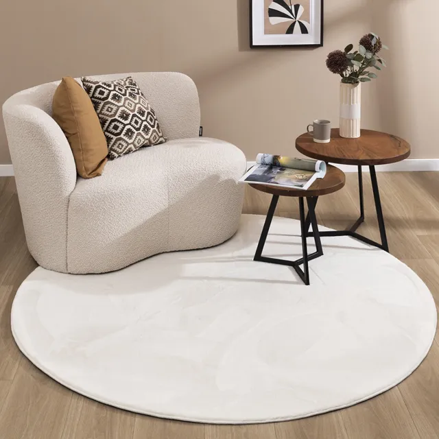NATURL. Rond laagpolig vloerkleed - Cozy Wit - Ø 200cm