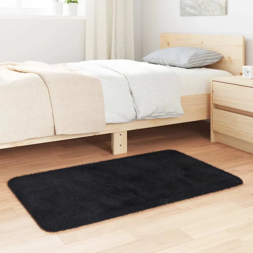 vidaXL Hoogpolig vloerkleed NAVARRA 60x100 cm polyester zwart, foto 2