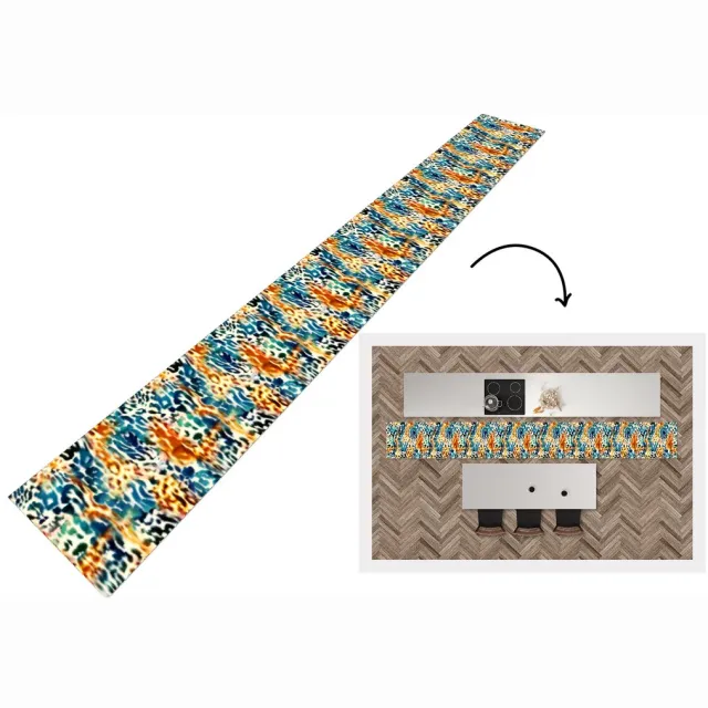 KitchenYeah Keukenloper - Keukenmat - Oranje - Blauw - Dierenprint - Patronen - Keuken vloerkleed, foto 3