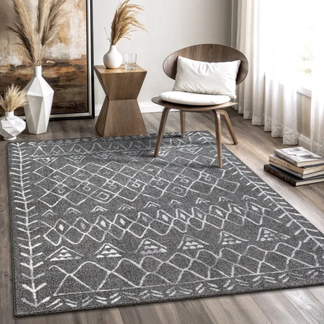 Muratap Boho Vintage Laagpolig Vloerkleed Grijs- 120x170 CM
