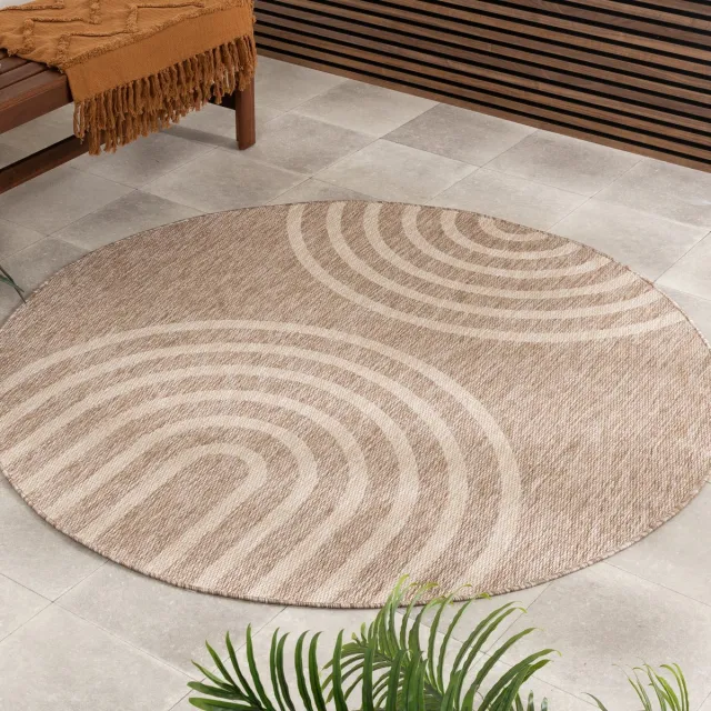 Fraai Rond buitenkleed - Sierra Arches Beige/Creme - Ø 120cm