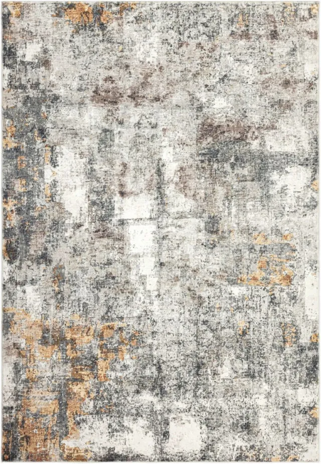 Padiro design laagpolig vloerkleed 80 x 150 cm - terracotta - modern abstract ontwerp - voor binnen en buiten - van polyester en katoen