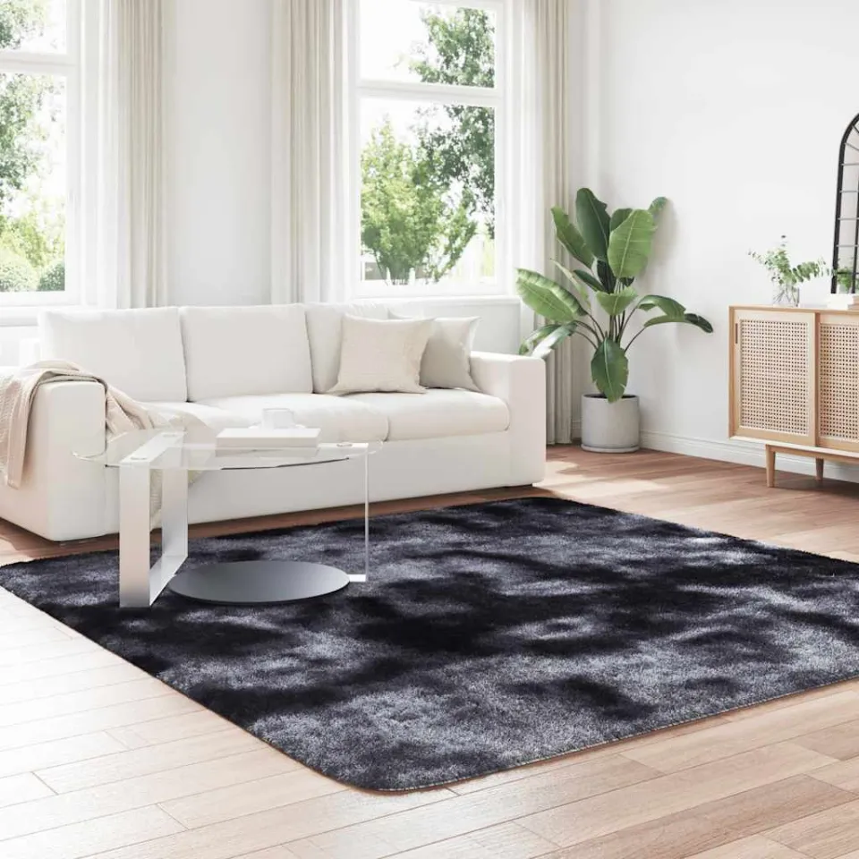 vidaXL Hoogpolig vloerkleed NAVARRA 240x240 cm polyester donkergrijs grijs, foto 3
