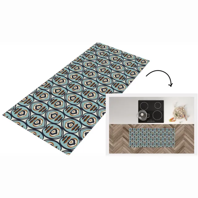 KitchenYeah Keukenloper 120x50 cm - Keukenmat vinyl Retro - Bloem - Patronen - Keukenmatten loper - Keuken vloerkleed tapijt
