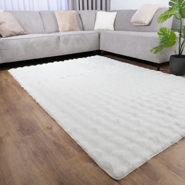 Koho Carpets Wit Tapijt Zacht Hoogpolig Vloerkleed Koho Bubble - 200x290cm- Modern - Woonkamer - Salon - Slaapkamer - Eetkamer