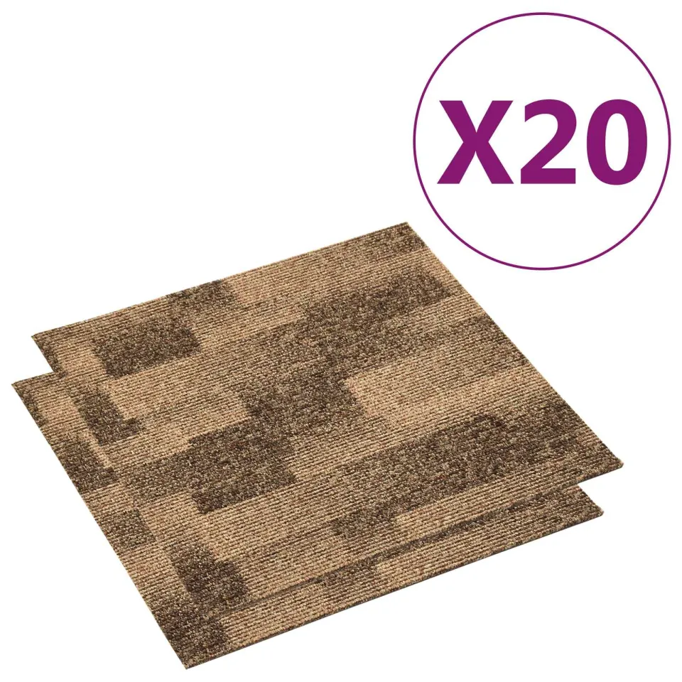 vidaXL Vloertapijt 20 st Bruin 50 x 50 cm PP Laagpolig, foto 2